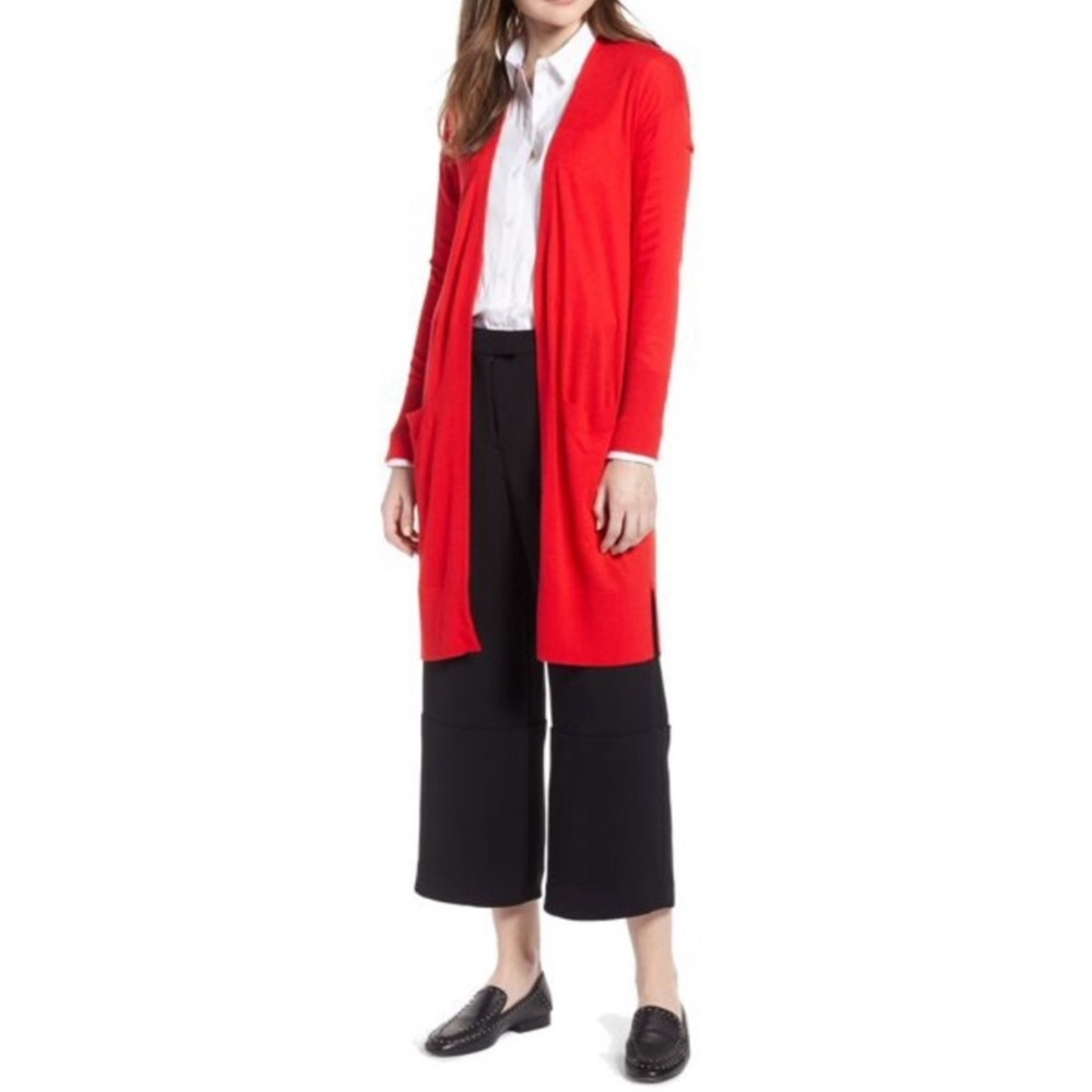 Halogen Red Sweater Long Line Duster Cardigan XL